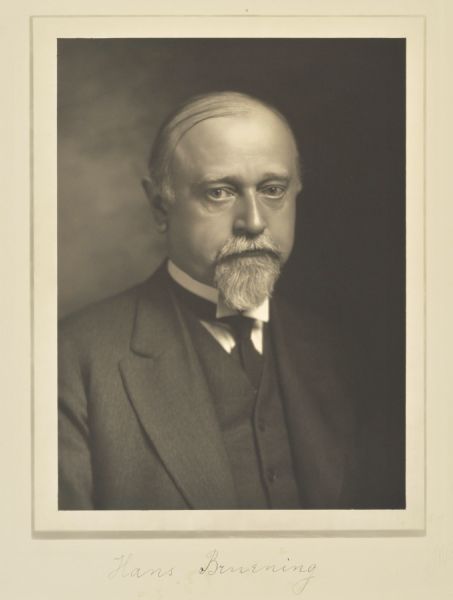 Quarter-length portrait of Hans Bruening, Milwaukee, Wisconsin College of Music director.