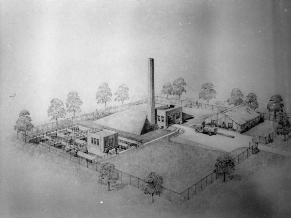 A planning sketch of the sewage disposal plant.
