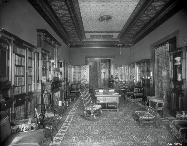 Library of the McCormick family home at 675 Rush Street. The home was built for Cyrus Hall McCormick and his wife Nettie Fowler in 1873.