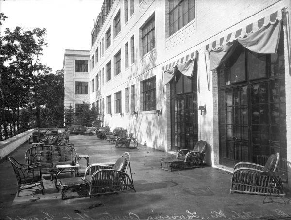 View of the veranda at Lawsonia Country Club, which opened to the public in 1930.