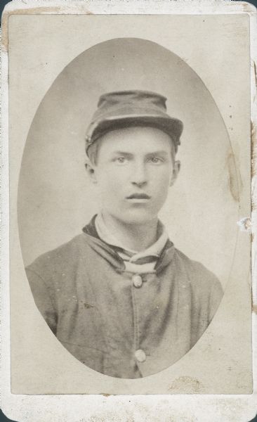 Charles B. Aubrey Carte-de-visite quarter-length portrait of Charles B. "Doc" Aubrey, 6th Wisconsin Infantry ("Iron Brigade").