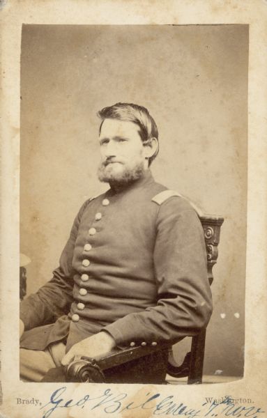Seated carte-de-visite portrait of Major George Bill, 7th Wisconsin Infantry.