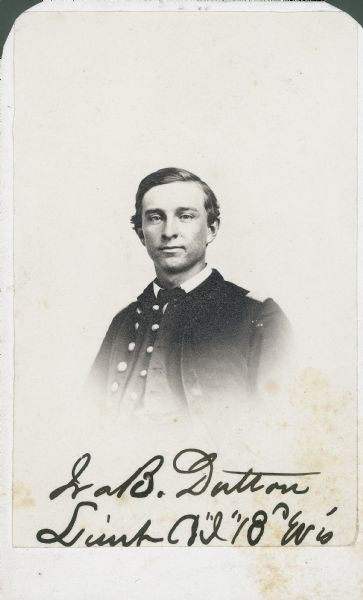 Vignetted carte-de-visite of Lieutenant Ira B. Dutton, Company I, 13th Wisconsin Infantry. He also held the rank of Quartermaster.