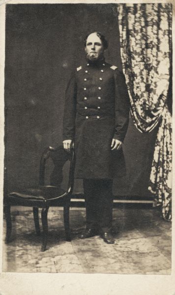 Full-length carte-de-visite portrait of Colonel Cassius Fairchild, F & S, 16th Wisconsin Infantry.