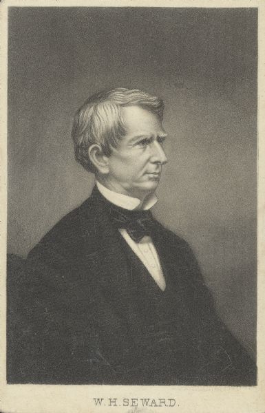 Engraved carte-de-visite profile portrait of William H. Seward, Secretary of State under the Lincoln Administration.