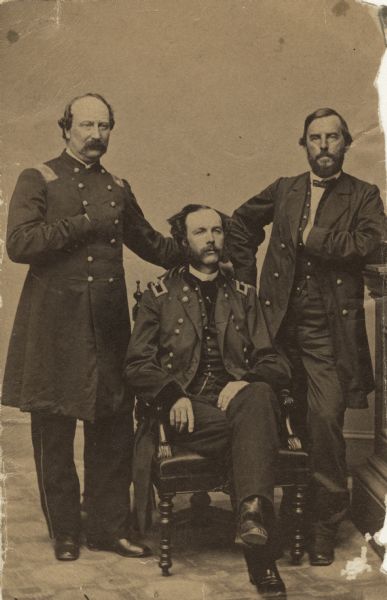 Civil War General John C. Starkweather, center; Lt. Colonel George B. Bingham, left; and General Rufus King, right; all of the Iron Brigade.