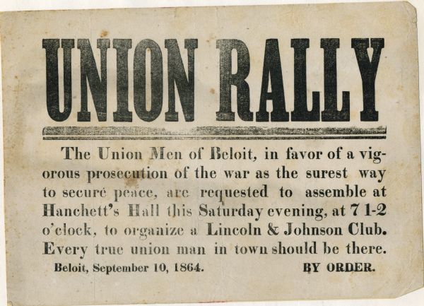 Civil War handbill promoting Union recruitment.
