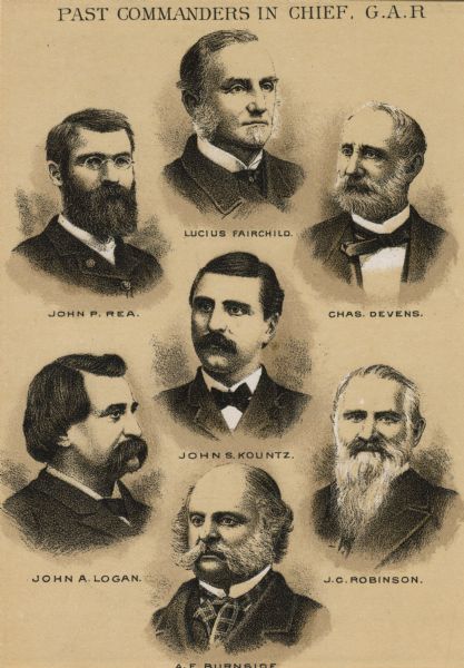 Portraits of the former Commanders in Chief of the Grand Army of the Republic.