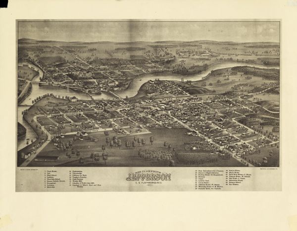 Bird's-eye view of Jefferson on the Rock River.