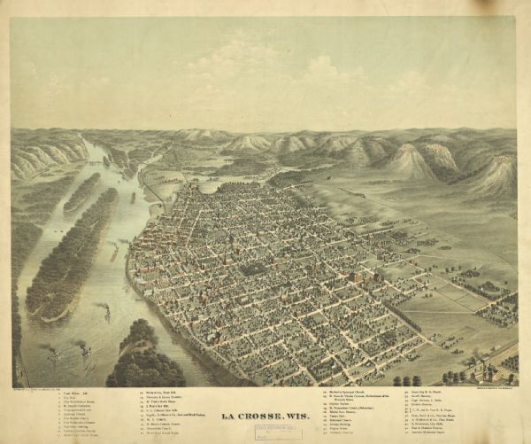 La Crosse Bird's-Eye Map Bird's-eye view of La Crosse.