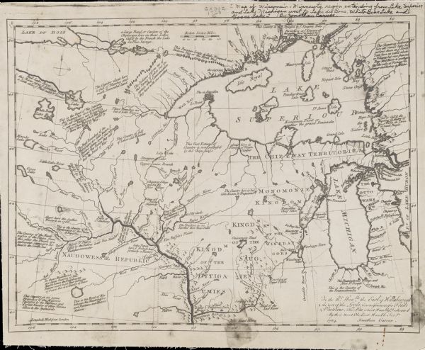 Manuscript map. Scale: about 80 British statue miles to 1 inch.