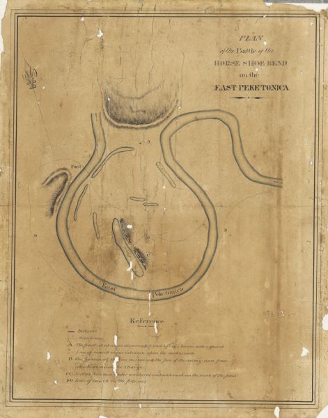 Plan of the battle of the horse shoe bend on the East Pecatonica.