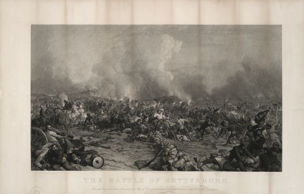 An engraving of the Battle of Gettysburg, after the painting by P.F. Rothermel.