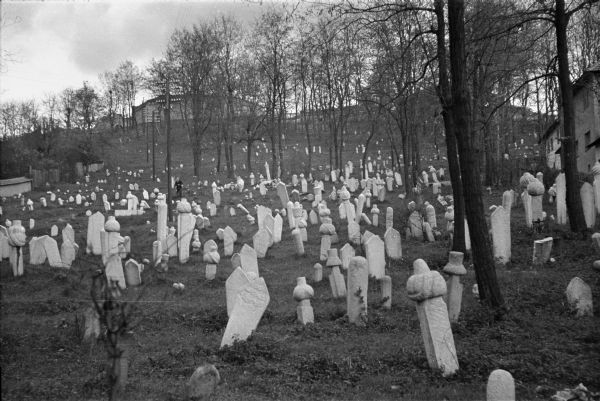 A Yugoslavian cemetery in Sarajevo photographed by journalist Alvin Steinkopf about one year before the city fell to the Germans.