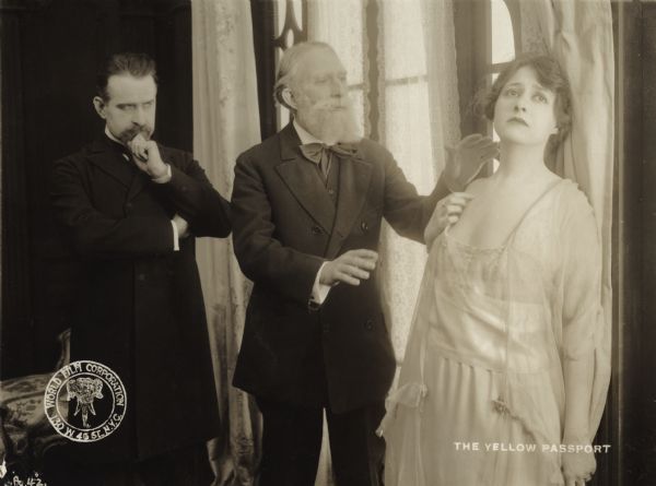 Alec B. Francis and Clara Kimball Young Clara Kimball Young (playing Sonia Sokoloff) and two other actors in a scene still from "The Yellow Passport" (1916). The bearded man may be Sonia's uncle Myron Abram (played by Alec B. Francis).