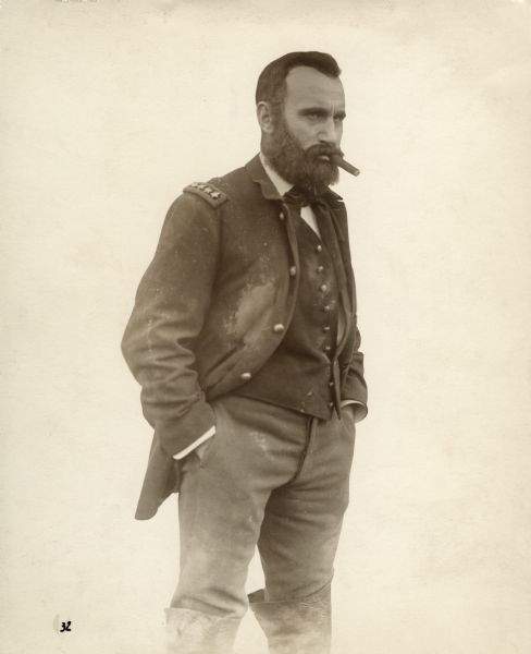 In this publicity still for D.W. Griffith's silent drama "The Birth of a Nation," Donald Crisp wears a U.S. Army uniform for his role as General Ulysses S. Grant.