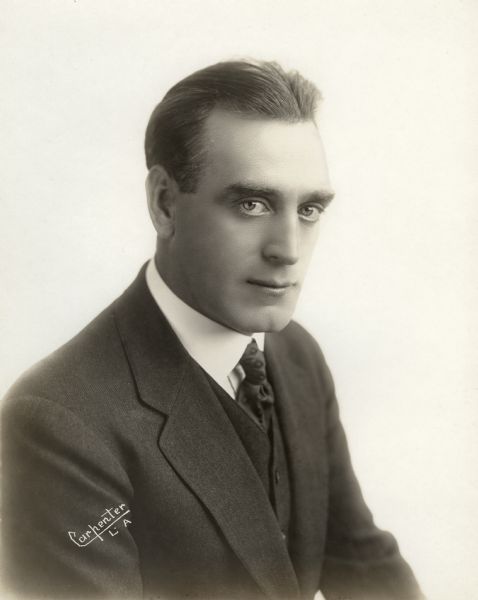 Head and shoulders studio publicity portrait of Fine Arts Film Company actor Alfred Paget.