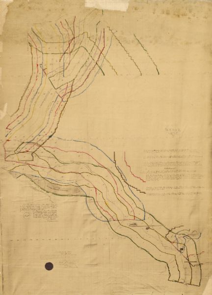 Map of Wisconsin Railroads and Grants A hand-drawn and colored map of Wisconsin showing the railroad routs and railroad land grants La Cross and Milwaukee Railroad, St. Croix and Tomah Railroad, and the St. Croix and Lake Superior Rail Road. Also indicated on the map are the 20,15, 10, and 6 mile limits of the railroads as well as those lands that were restored to market.