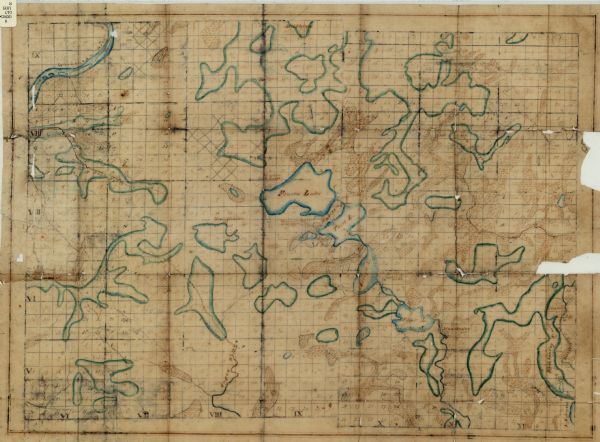 This manuscript map of Dane County, Wisconsin, from the first half of the 19th century shows the township and range grid, sections, cities and villages both exisiting and planned, lakes and rivers, wetlands, and prairies. The Four Lakes are identified as First, Second, Third, and Fourth lakes and the Yahara River is identified as the River of the 4 Lakes.