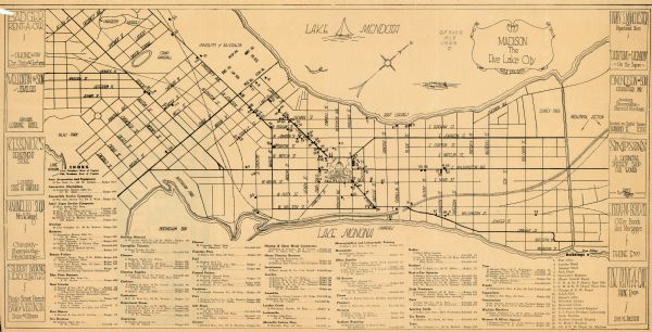 This map is oriented with north to the upper right. Includes index of retailers and buildings, with some advertisements in margins.