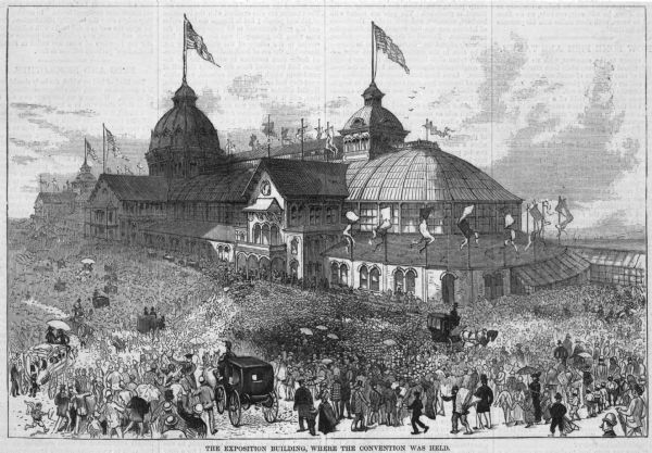 Illustration of the Interstate Exposition Building,the site of the Republican National Convention.