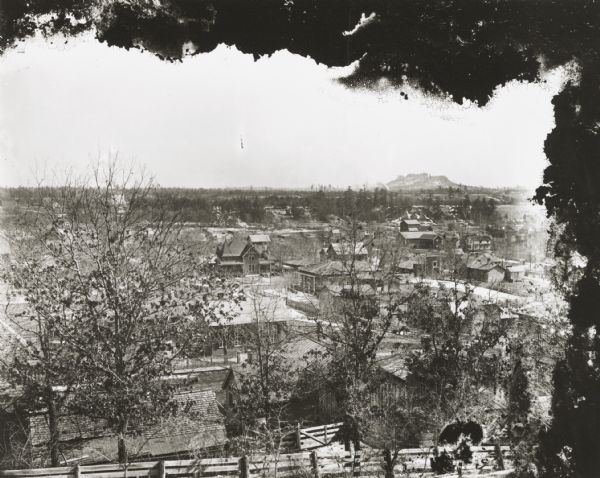 Elevated view of town, probably looking south from the Van Schaick residence.