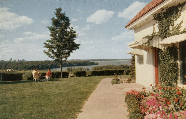 Nob Hill Restaurant View of the Nob Hill Restaurant beside Lake Monona, with the Madison skyline in the distance. Formerly located at the junction of Olin Avenue and Hwys. 12 & 18.