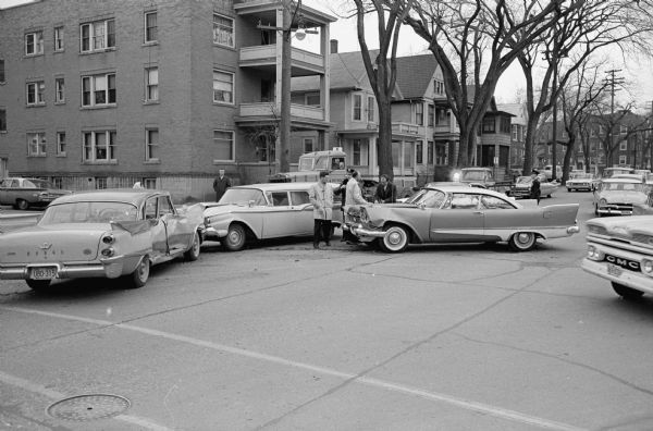 Three Car Accident at 323 East Johnson Street and North Hancock Street A three-car accident occurs at the corner of 323 East Johnson Street and North Hancock Street.