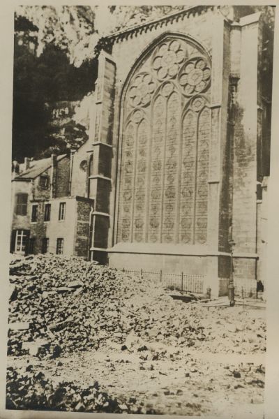 Destruction of the Dinant Cathedral The largest stained glass window in Europe located in the cathedral of Dinant in Belgium. Even though the church building suffered enormous damage from shelling and fire, the window remained undamaged. Dinant was attacked, and heavily damaged, by German forces in August 1914.