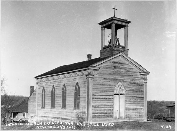 North view of Saint Augustine's Roman Catholic Church, which was designed and built by the Dominican priest Rev. Samuel Charles Mazzuchelli in 1844.