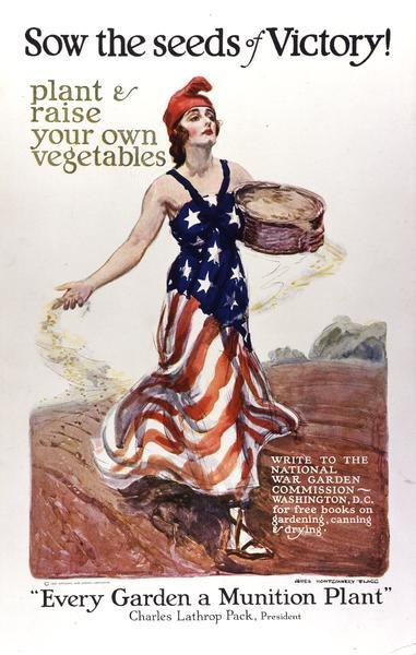 World War I poster promoting individuals to garden and can vegetables for the war effort. Produced by the National War Garden Commission.