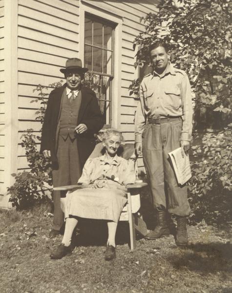 Homer Bigart with Elderly Couple Portrait of Homer Bigart with elderly couple. Bigart was an award-winning journalist with the "New York Herald-Tribune" and the "New York Times".