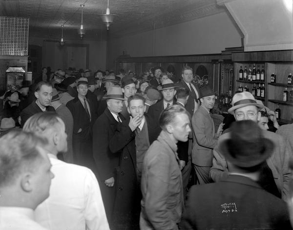Interior view of the Congress Tavern, 111 Main Street, on a busy night.