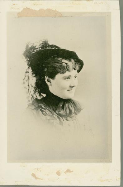 Portrait of Nina Linn Sturgis Dousman, wife of H. Louis Dousman.  Her love of fine furnishings, art and jewelry turned her home, Villa Louis, into a showcase of Victorian era design. Born April 20, 1852; died July 25, 1930.
