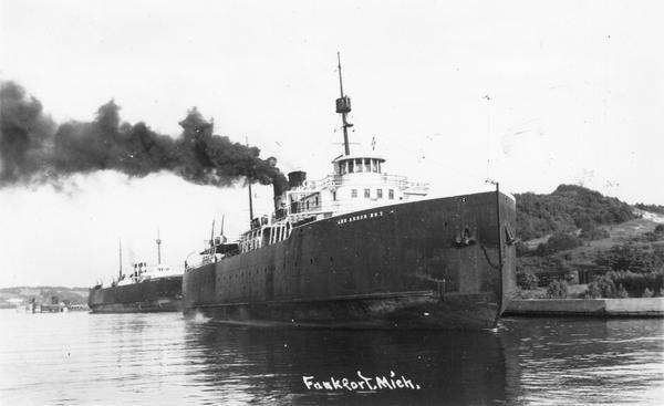 The screw ferry, Ann Arbor No. 7, at Frankfort. Later named <i>Viking</i>, then <i>Viking I</i>. Caption reads: "Frankfort, Mich."