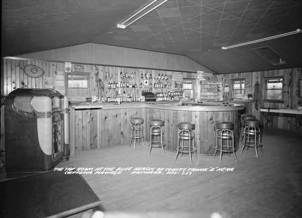 Interior shot of the tap room at the Blue Heron on County Truck "B" near Chippewa flowage.