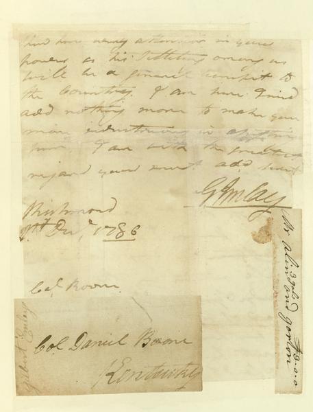 Letter written by Gilbert Imlay to Daniel Boone.