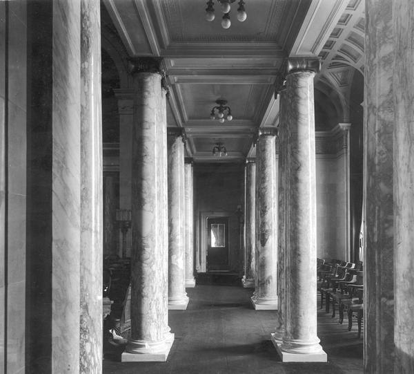 A view down the corridor of the fourth Wisconsin State Capitol.