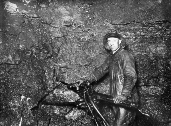 Miner inside a zinc mine.