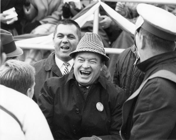 Bob Hope at University of Wisconsin-Madison Homecoming football game against his alma mater Ohio State.