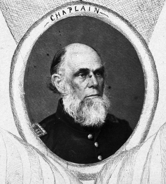 William H. Brisbane, Chaplain of the 2nd Wisconsin Cavalry. Inset photograph taken from a large Civil War commemorative roster.