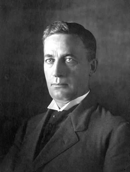 Studio portrait of Magnus Swenson. He was a Norwegian immigrant who made his name in business and as an inventor. He served on the Wisconsin Capitol Building Commission and as a University of Wisconsin Regent, as well as the head of Food Administration for Northern Europe for Herbert Hoover after World War I.