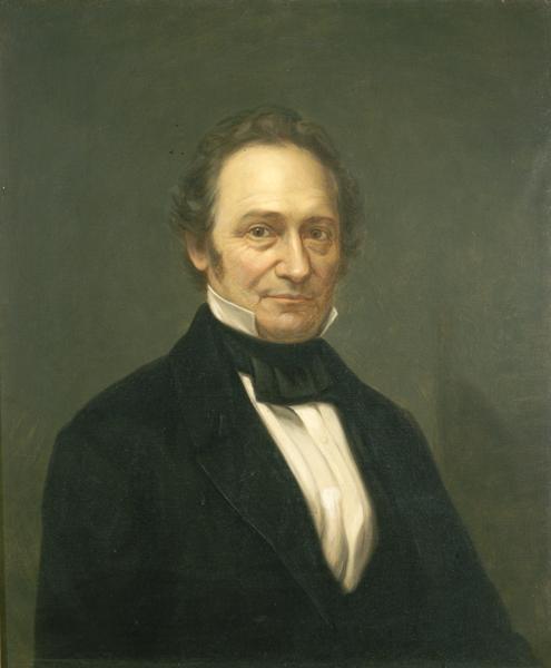 Portrait of Wisconsin territorial Governor James Duane Doty. Land speculator and judge, Doty engineered the selection of Madison as the permanent capital in 1836. The legislature placed him and two others in charge of erecting public buildings in Madison. Doty's plan placed the capitol on a hill at the center of the isthmus. The capitol has remained on that site ever since.