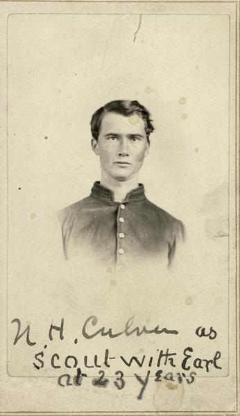 Portrait of Newton H. Culver, Company C, 4th Wisconsin Cavalry, at 23 years of age.