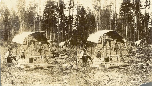 Stereograph of an Indian Camp.