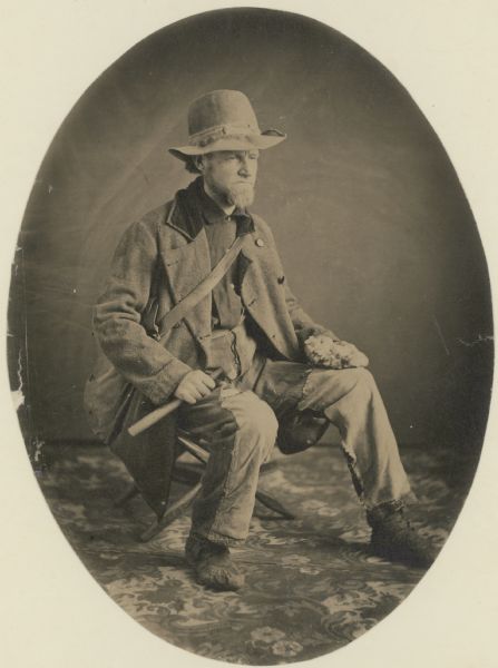 Studio portrait of geologist Charles Whittlesey dressed for a field trip.
