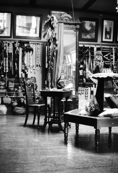 Interior of H.H. Bennett's studio gift shop with Indian souvenirs.