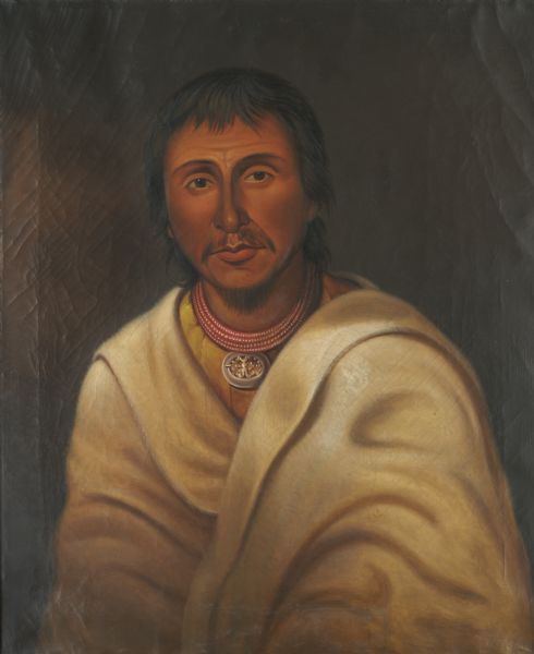 Painted portrait of Wa-me-ge-sa-ko, or The Wampum, the head chief of the Chippewas, Pottawattamies and Ottawas.