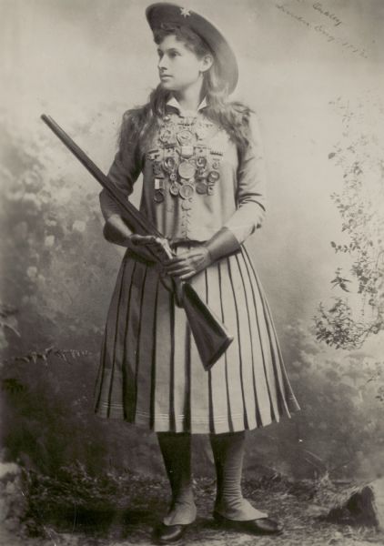 Annie Oakley, the sure shot. On tour in England.