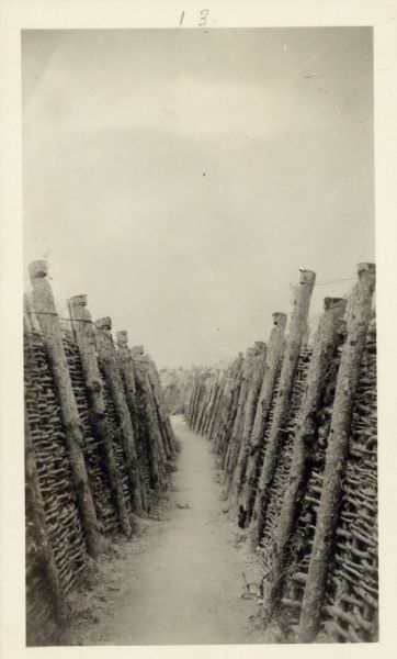 A French trench.  Captioned: "Notice the workmanship on this French trench - and imagine the water in the springtime."